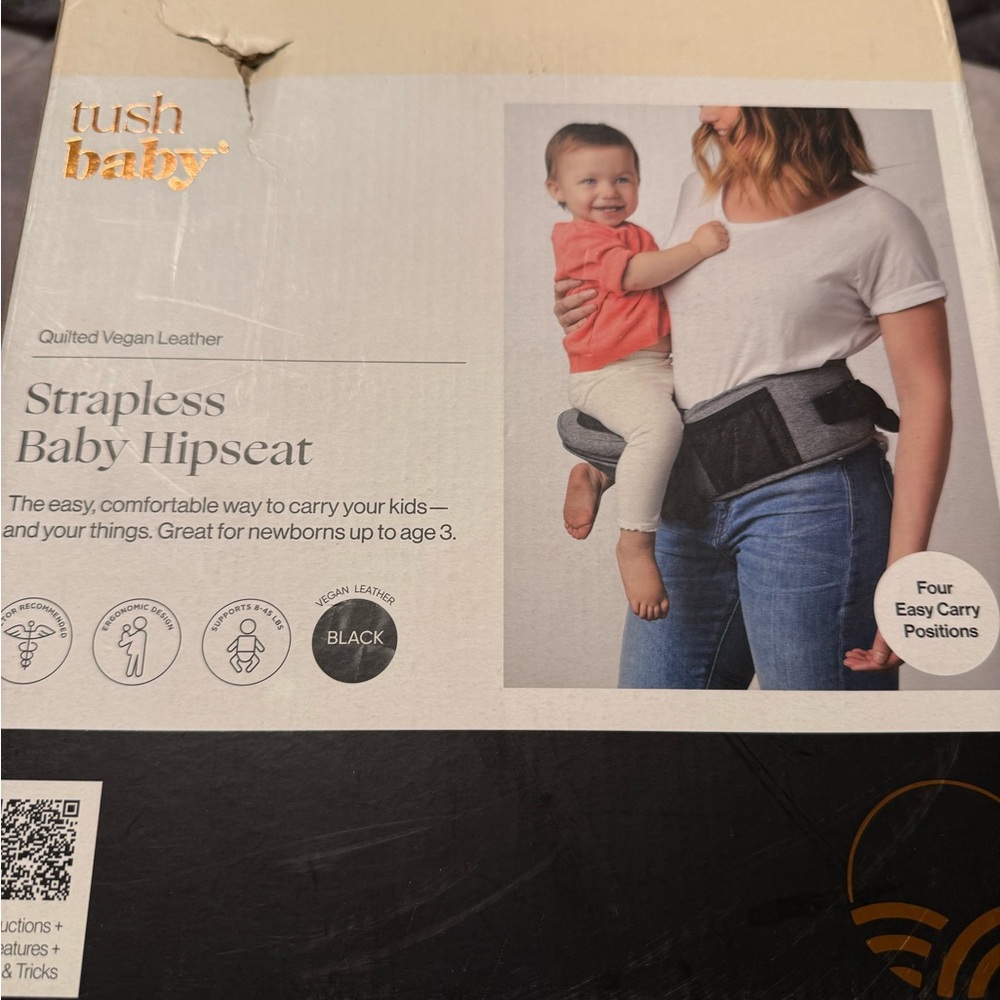 TushBaby Black Vegan Leather Hipseat